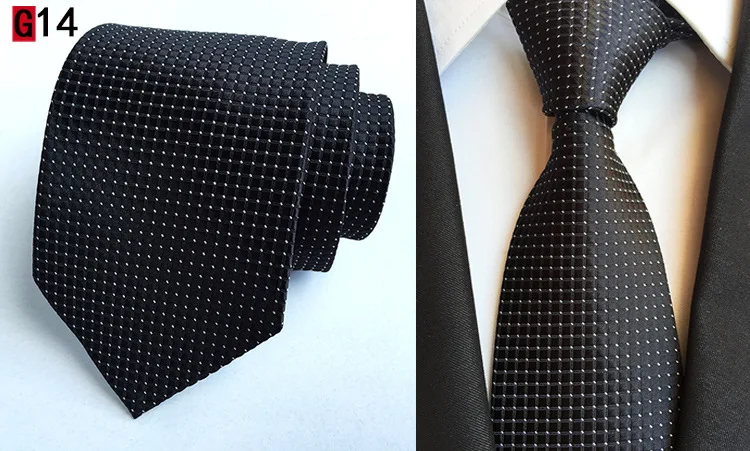 14 видов стилей Модные полосатые красные галстуки для мужчин 8 см шелковый галстук клетчатый зеленый черный Жаккардовый тканый деловой формальный мужской свадебный галстук