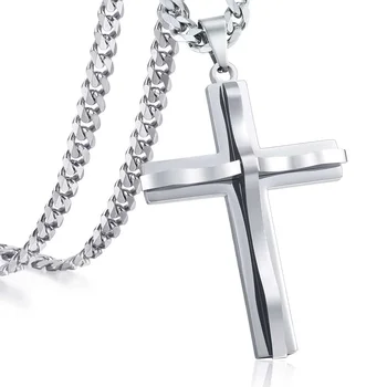 

Cross Pendant Necklace For Men Black Gold Silver Color Stainless Steel Pendant Necklace Men Jewelry Dropshipping US Stock DKP52