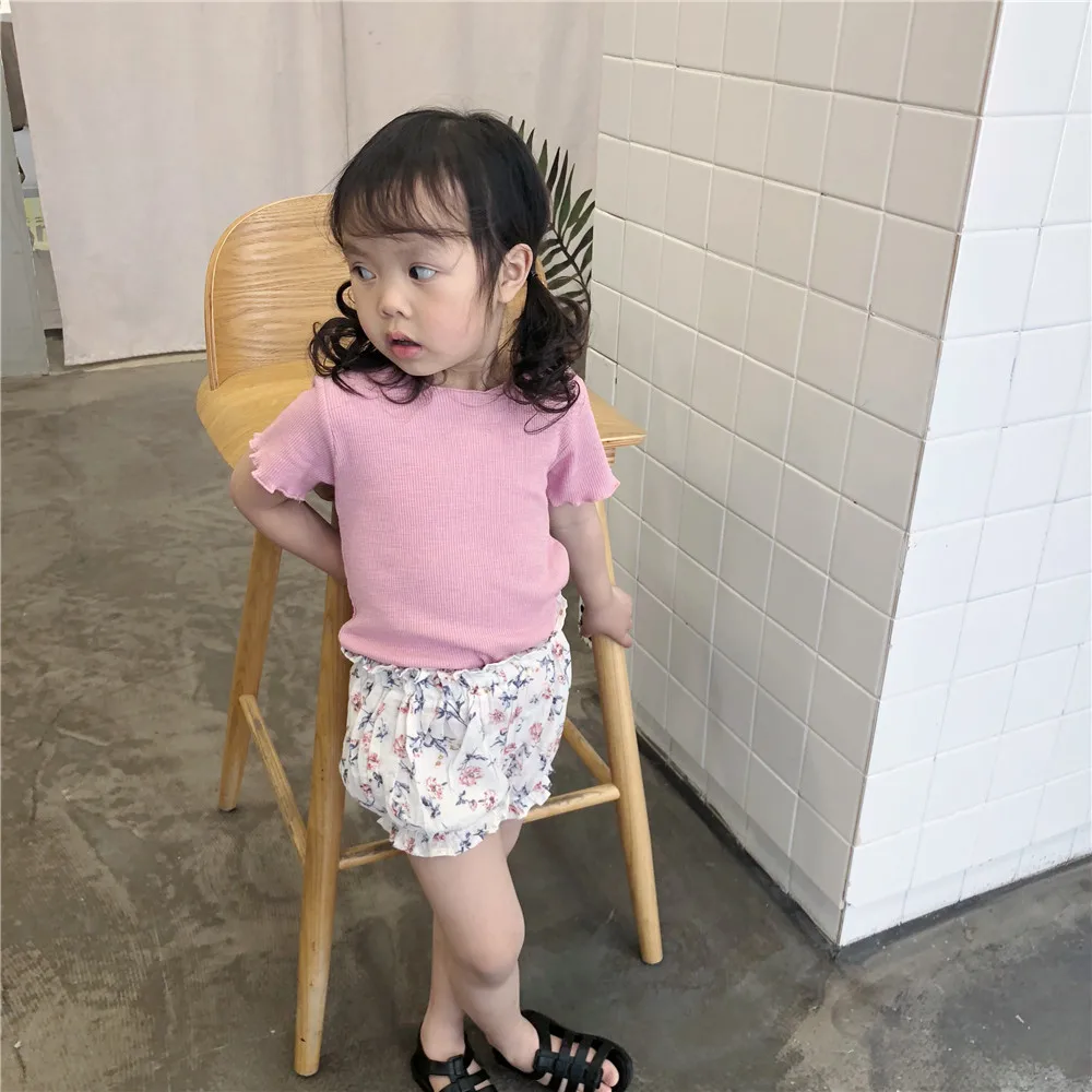 Baby Shorts Girls Bread Pants Baby Girls Floral-Print Cotton Cloth Shorts Infants Pp Pants