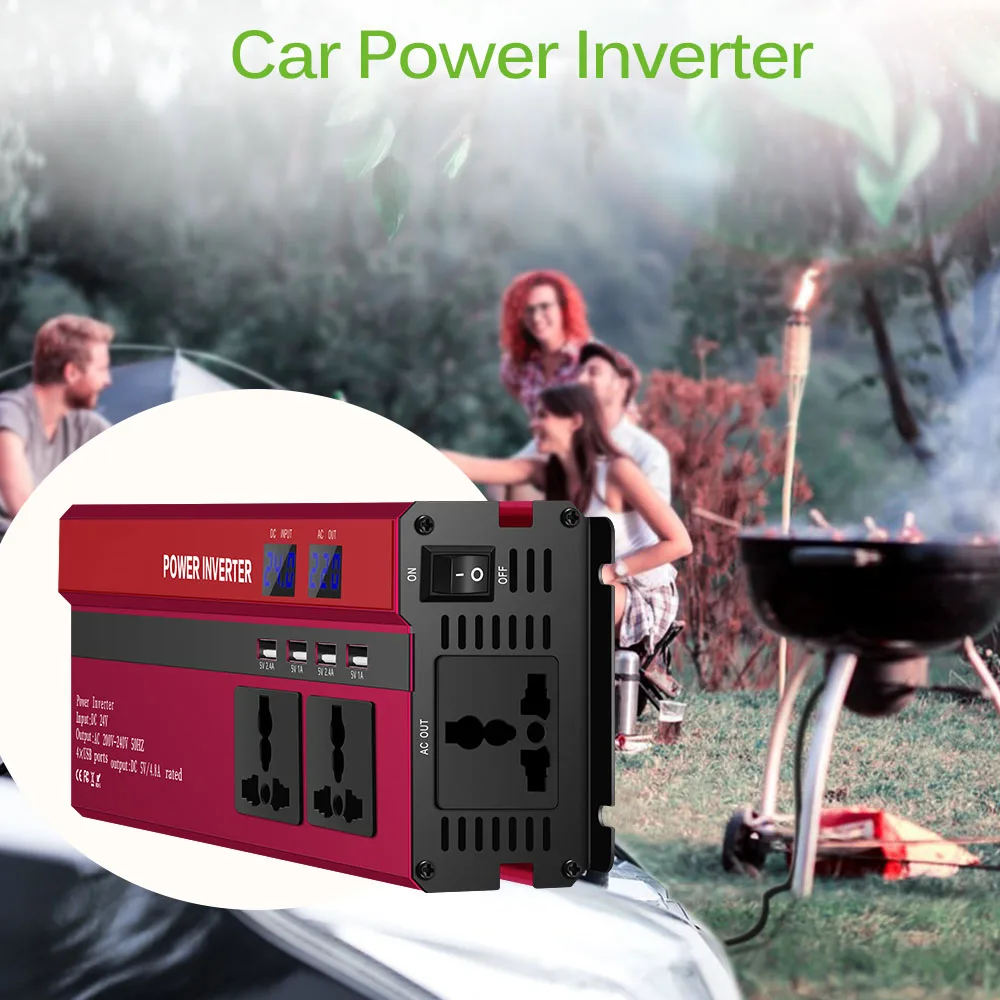 Onever 5000 Вт Солнечный автомобильный инвертор питания DC12/24 V к AC110/220 V синусоидальный преобразователь с цифровым дисплеем 4 USB интерфейса