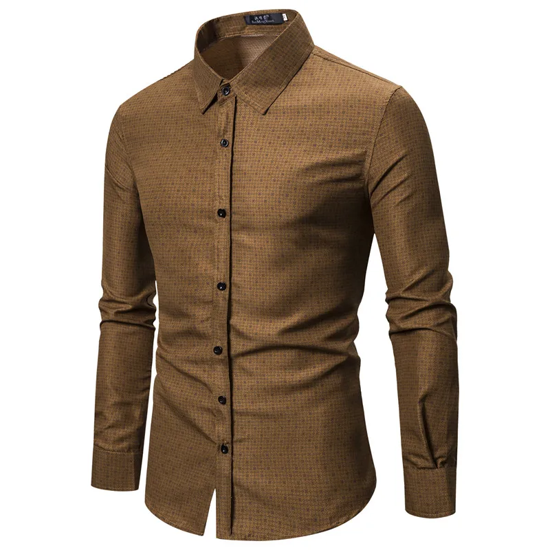 Мужская рубашка в клетку хлопок Весна Осень Повседневная рубашка с длинными рукавами мягкая удобная приталенная стильная брендовая мужская одежда