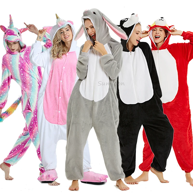 

Kigurumi Unicorn Pajama Adult Animal Stitch Onesie Boys Girls Women Men Couple 2019 Winter Pajama Suit Sleepwear Flannel Pijama