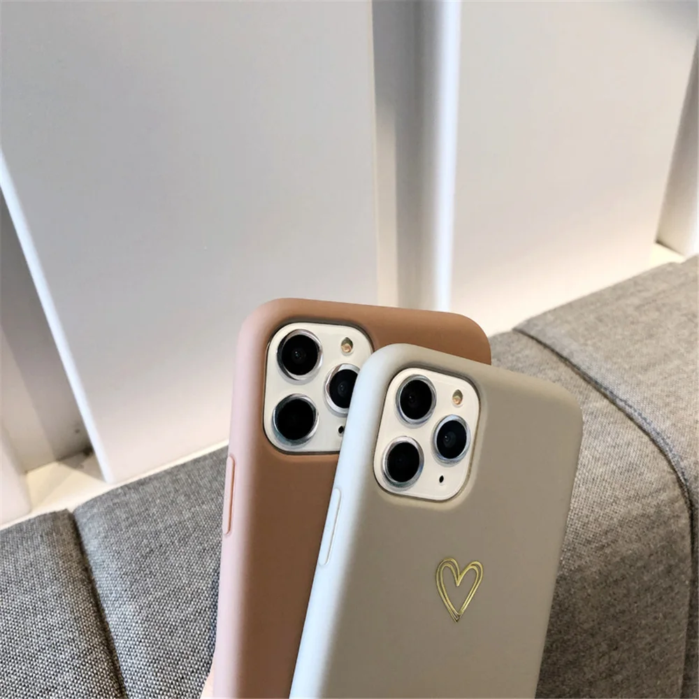 N1986N чехол для телефона для iPhone 11 Pro X XR XS Max 6 6s 7 8 Plus Модный милый мультяшный Золотое любовное сердце Мягкий ТПУ чехол для iPhone 11