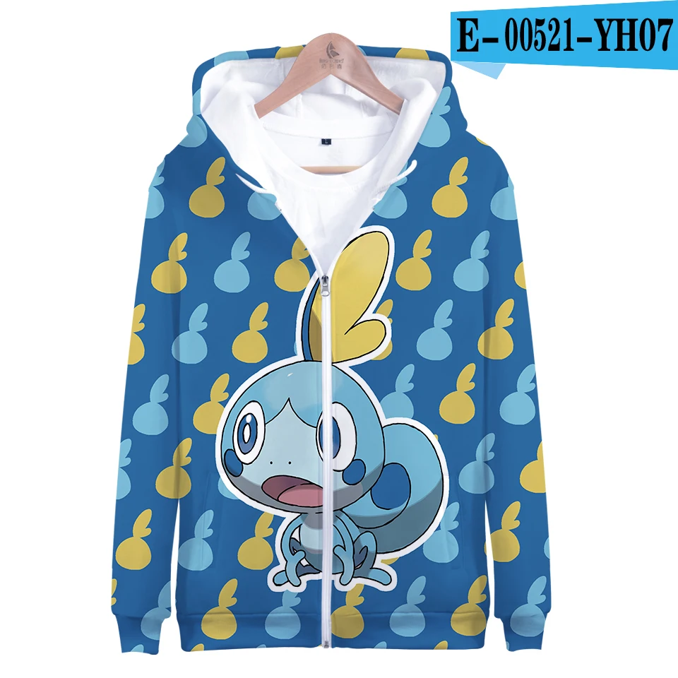 color3 Pokemon Sword and Shield 3D толстовки на молнии для мужчин и женщин унисекс толстовки с капюшоном спортивный костюм на молнии хип-хоп одежда на молнии - Цвет: color3