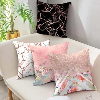 

Fuwatacchi Gilding Pink Gold Geometric Cushion Cover Pineapple Glitter Pillow Cover for Home Chair Polyester Decorative Pillows