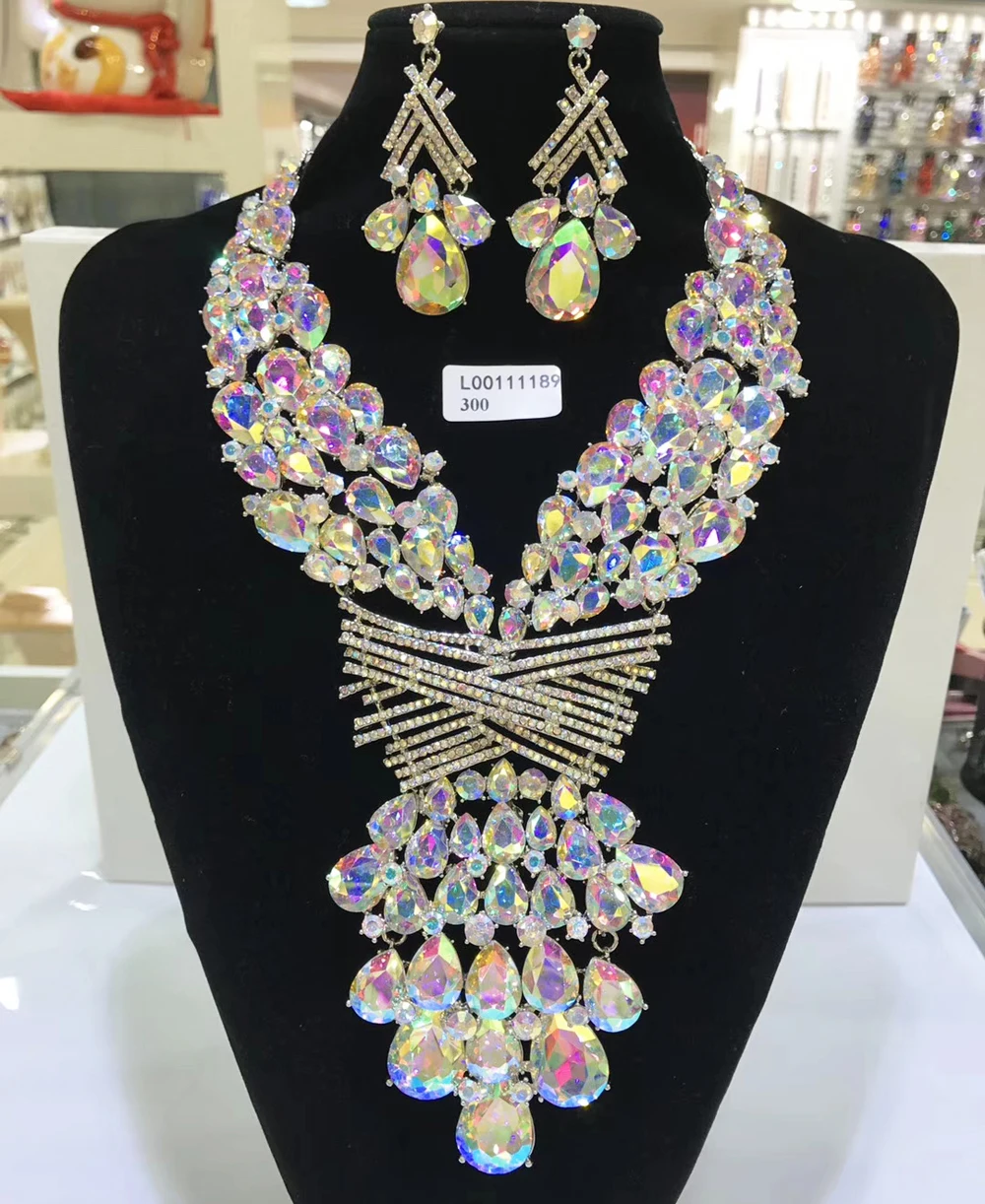 Jewelry Sets Multicolor Bridal Wedding Big Crystal Dubai Gold Jewelry