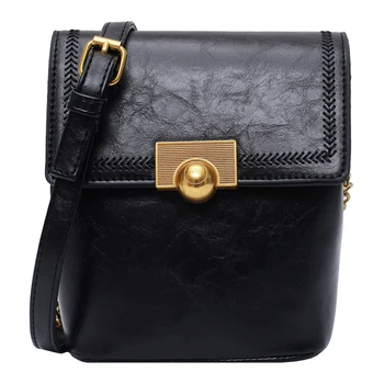 

191224 iVog New Arrival Everyday Female Crossbody Shoulder Handbag Black PU Fashion Geometric Bucket Bags for Women 2019