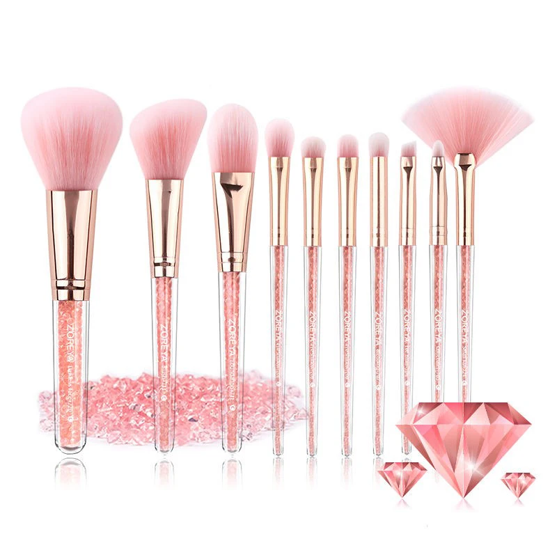 

10Pcs Professional Pink Cosmetics Makeup Brush Set Concealer Blending Soft Synthetic Hair Blush Foundation Eye Brush Makeup Tool