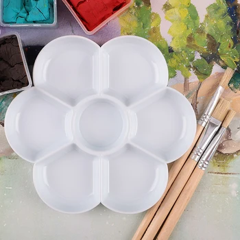 

3pcs Slimulated Ceramics Plum Blossom Shaped Watercolor Palettes Paint Trays for DIY Craft Professional Art Students Kids