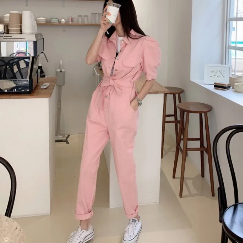 High quality 2020 casual Jumpsuits Overalls rompers womens jumpsuit short Sleeve Summer Single-breasted long pants Female High quality 2020 casual Jumpsuits Overalls rompers womens jumpsuit short Sleeve Summer Single-breasted long pants Female