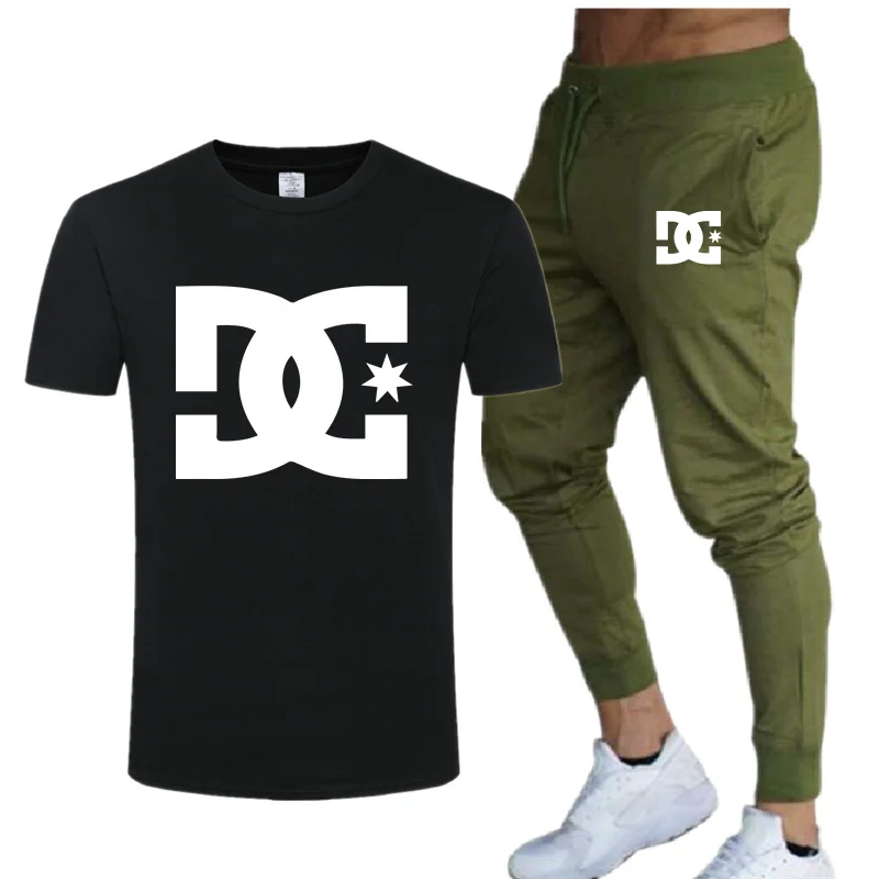 Chándal informal de verano para hombre, ropa deportiva, conjunto de dos piezas, camiseta de marca, chándal, S-2XL