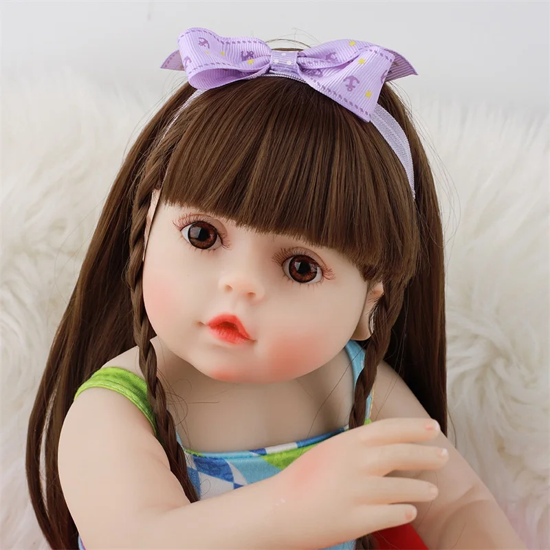 48CM Very Soft Full Body Silicone Bebe Doll Reborn Girl Toddler Princess Baby Doll Bath Toy Waterproof Two Materials Lifelike