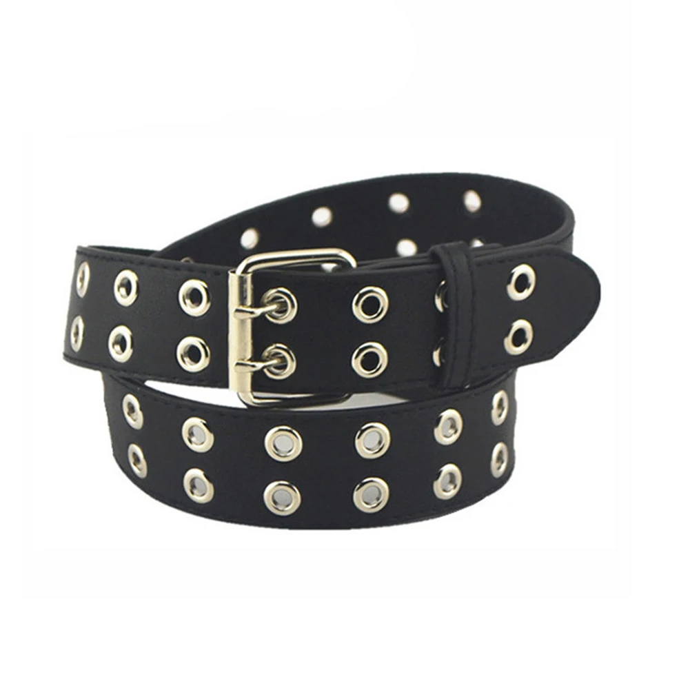 

Men Women Waistband Double Pin Buckle Casual Punk Fashion PU All Match Retro Strap Adjsutable Adjustable Work Jeans Belt