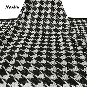 

Luxury 5mm and 3mm Sequin Lace Fabric Europe Black PU Sequins Embroidery Mesh Lace Fabric For Garment