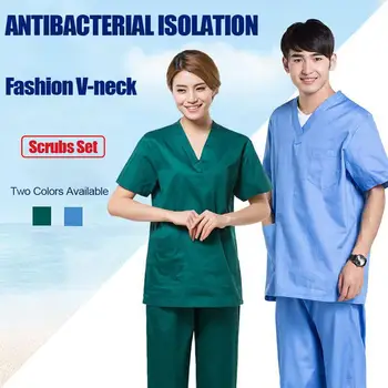 

Nurse doctor clothes Uniform Natural Stretch Scrub Set for Men&Women V-Neck Top and Pants