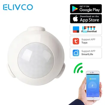 

WiFi PIR Motion Sensor Infrared Detector Home Security No HUB Required SmartLife APP Push Alert Battery Power Works With IFTTT