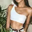  Summer Sexy Female Crop Tops Fashion Women Sleeveless One Shoulder Tank Top Solid Fitness Lady Camis Casual White Black Top 