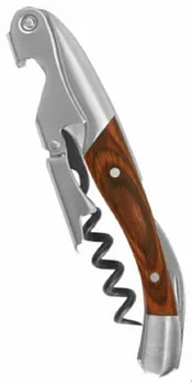 

Wood Handle / Stainless Corkscrew Double Hinge Waiters Wine Bottle Opener