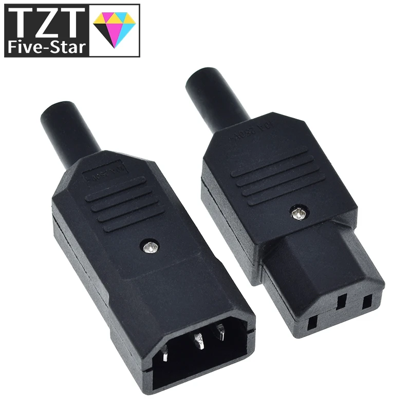 1/3 Stück IEC-Kabelstecker, gerade, C13, C14, 10 A, 250 V, schwarz, Buchse und Stecker, wiederverdrahtbarer Stromanschluss, 3-polige AC-Buchse – Detail 3