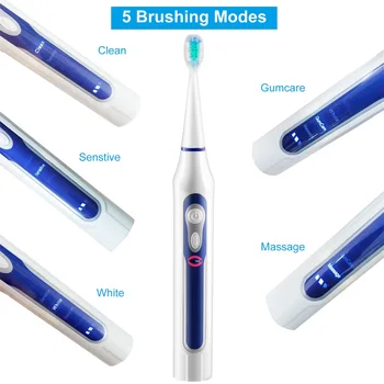 

Sonic Electric Toothbrush with UV Sanitizer Cordless Rechargeable Deep Clean 3 Brush Heads 5 Brushing Modes Waterproof