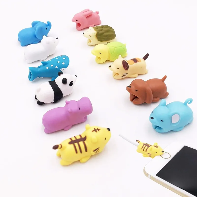 Cute Animal Bite Cable Protector Data Cable Protection Sleeve Cable Winder For iPhone Panda Bites Doll Model Holder Cable Winder