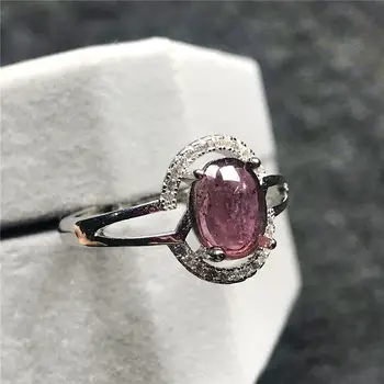 

Genuine Natural Pink Tourmaline Ring For Woman Lady Man Silver Love Gift 9x7mm Quartz Oval Beads Fashion Adjustable Ring AAAAA