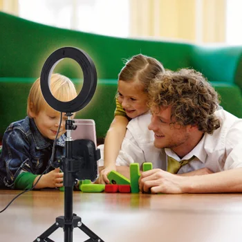 

HOT Led Ring Light 6 Inch Portable for Youtube Video and Makeup 3 Colors Light Modes with Tripod Stand Smartphone Holder