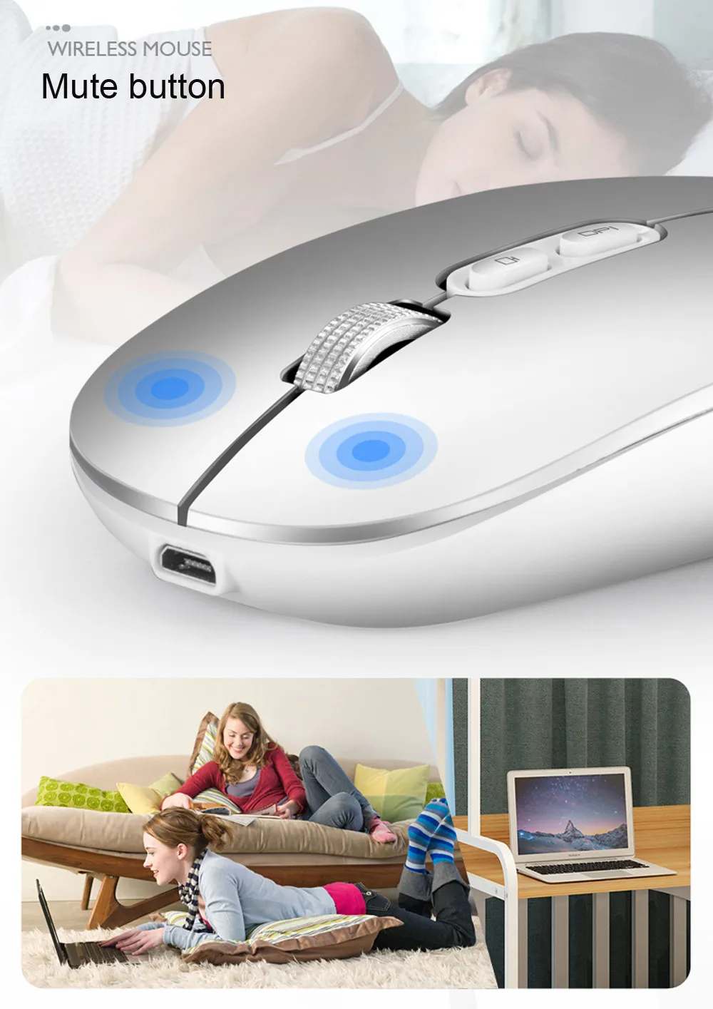 Drop hot slaes 2.4GHz Wireless Optical USB Gaming Mouse 1600DPI Rechargeable Mute Mice For PC high quality wholesales