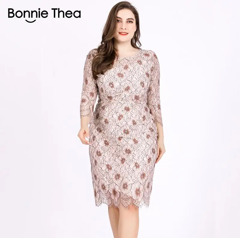 Such as pictures Bonnie thea женское осеннее кружевное платье большого размера с принтом привлекательный тонкий карандаш Большие размеры вечерние платья - Цвет: Such as pictures