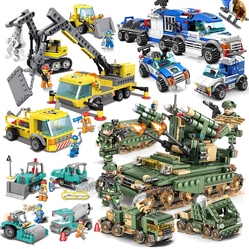

482pcs 9 Models In 1 Boy Urban Engineering Large Trailer DIY Model Building Blocks Kit Educational Puzzle Toys Gifts legoings