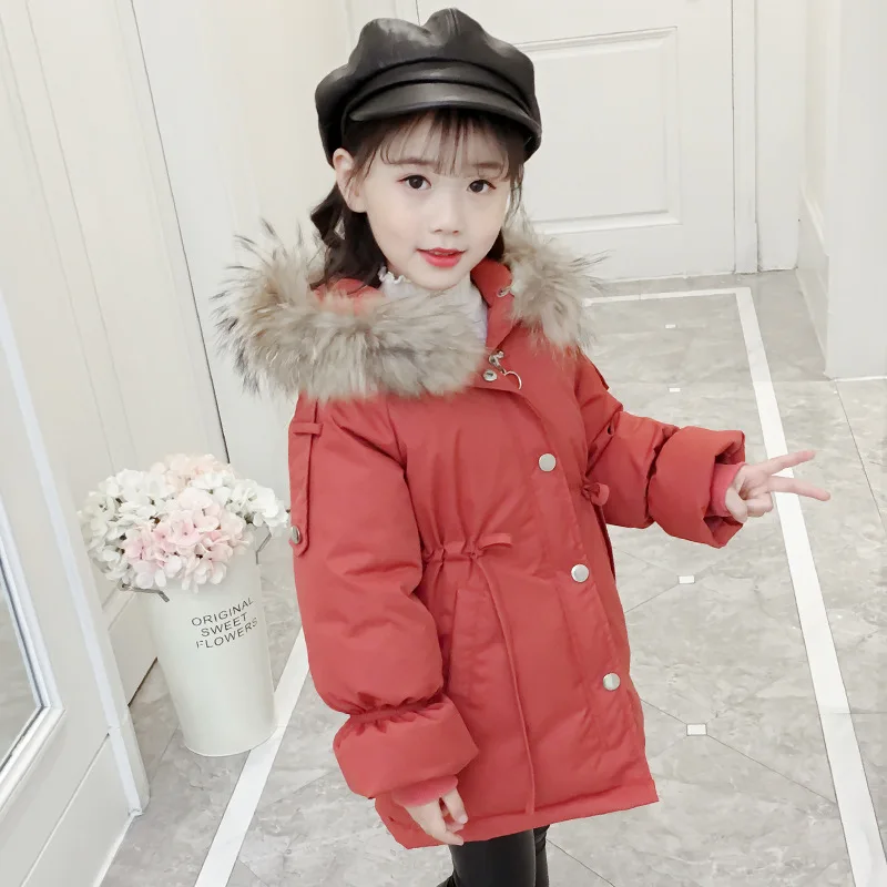 

New girls winter coat cotton clothing female baby winter thick cotton jacket in the long section of warm children's jacket,gril