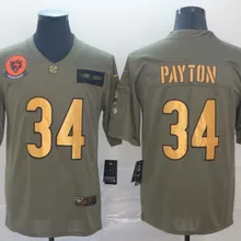 Chicago Высокое качество Мужские медведи Walter Payton camo Джерси оливковое/золотое