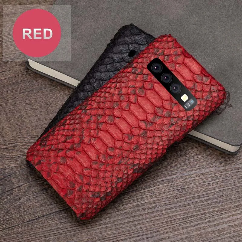 Натуральная кожа питона чехол для телефона для samsung Galaxy S6 S7 S8 S9 S10 Plus, Note 8, 9, 10, плюс класса люкс для A20 A30 A50 A70 A5 A7 A8 чехол - Цвет: Красный