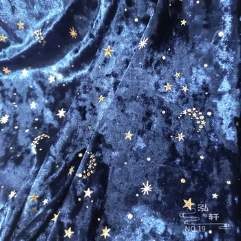 

2020 New Fashion Bronzing Moon Star SKy Velvet Fabric Designer DIY Sewing Handmade Dress Bag Home Decoration Tissu Soft Touch