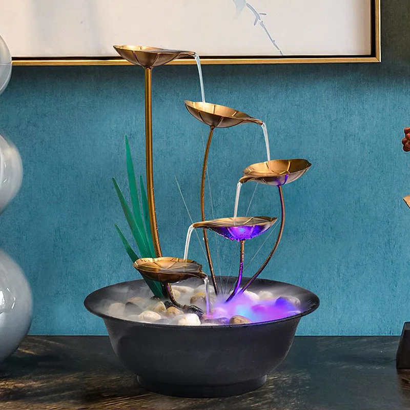 Home Decoration Water Fountain Decoration Wrought Iron Fountain Office Desktop Decoration Creative Birthday Gifts