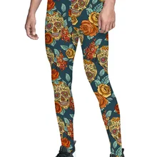 Череп Цветок голова Хэллоуин штаны с узором из роз мужские Леггинсы влагоотводящие модные вечерние Стрейчевые облегающие с высокой талией Wearabil