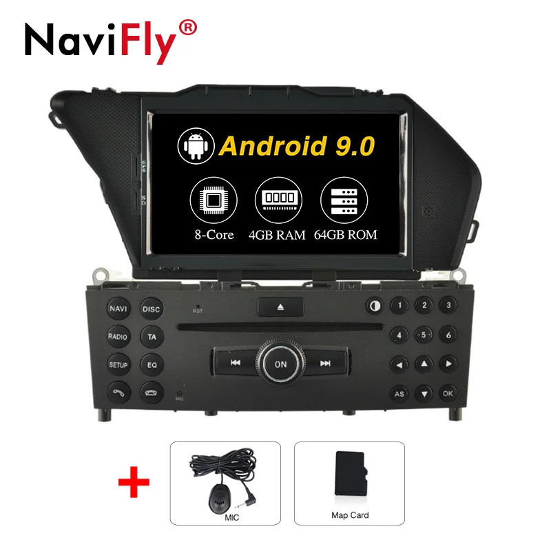 NaviFly 4+ 64G 2din Android 9,0 автомобильный dvd-плеер радио аудио GPS навигация для BENZ GLK X204 GLK 300 GLK 350 включая canbus - Цвет: 4GB-64GB-8 CORE