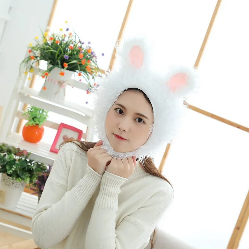 

Free Shipping Cartoon Animal Cute Bunny Ear Hat Headgear Plush Ear Cap Photo Props Cosplay Girl Christmas Gift Birthday Ornament