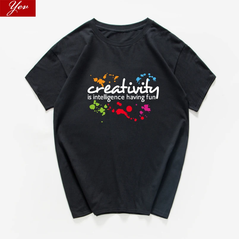 Мужская футболка в стиле хип-хоп Creative is intelligence have fun уличная летняя из 100% хлопка