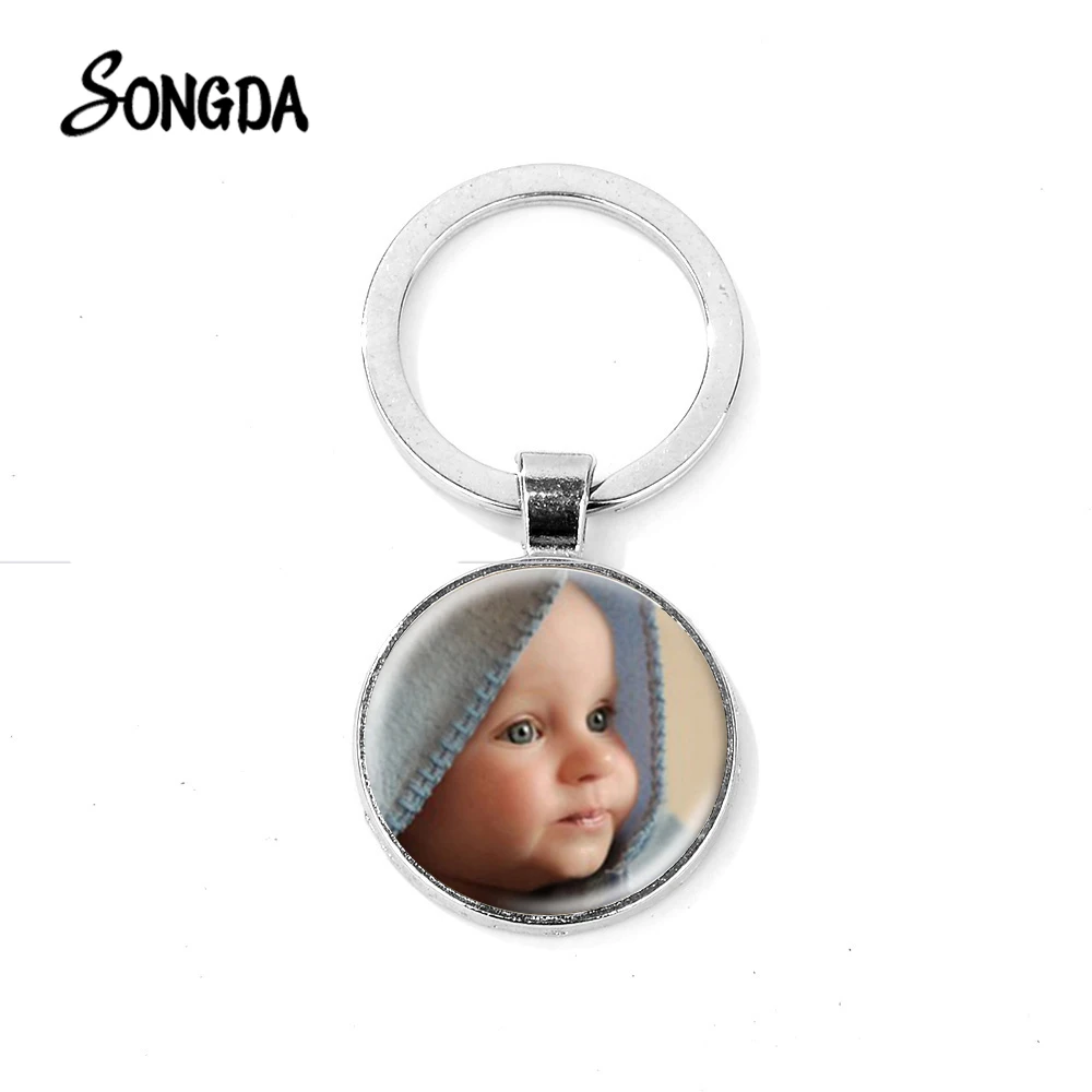 

SONGDA Hot Personalized Custom Keychain Mother Baby Photo/Team Logo/ Souvenir Glass Cabochon Key Chain Customized Wonderful Gift
