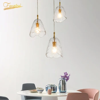 

Nordic Creative LED Petal Type Pendant Lights Lighting Modern Luxury Household Glass Hanging Lamp Cafe Meal Bar Decor Fixtures