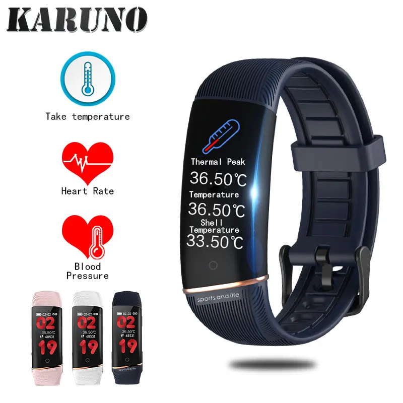 KARUNO Smart Wristband Body Temperature Blood Pressure Heart Rate
Monitor Wristband for Android iOS Smart Fitness Bracelet Adult