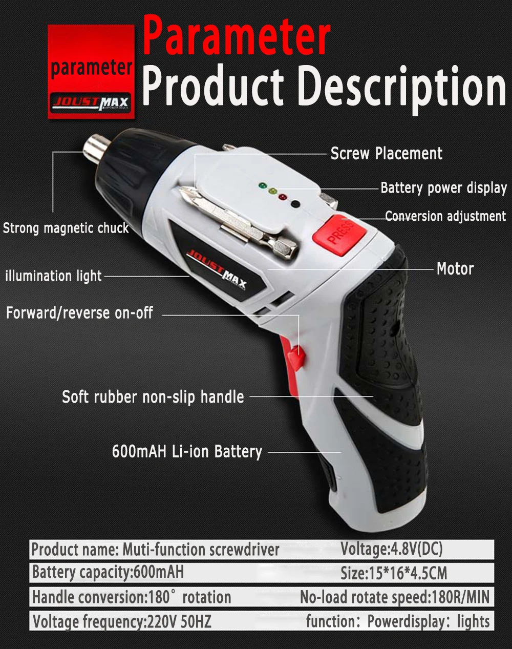 4.8V Electric Screwdriver Rechargeable portable radio drill set Rotary handle power tool