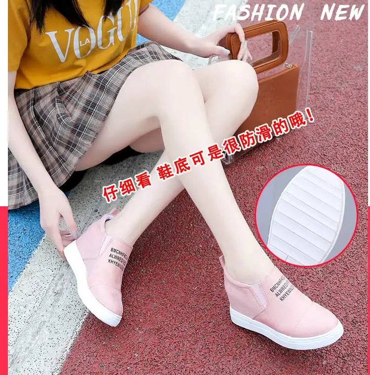 Ankle boots women shoes 2019 new fashion slip-on breathable casual shoes woman wedges solid high heels sneakers women boot (2)