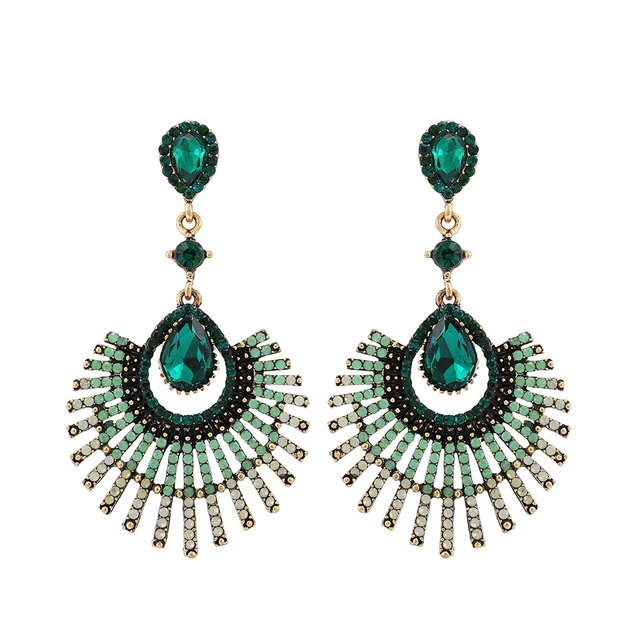 Ztech New Green Series Set Earrings Designer Jewelry Crystal Tassel Za Accessories Handmake Statement Bijoux Pendientes Brincos E1439
