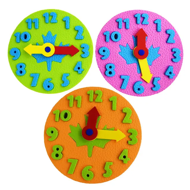 Teaching Kindergarten Manual Puzzle DIY Eva Clock Early Learning Education Baby Kids Toy Montessori Teaching Aids Math Toys 3