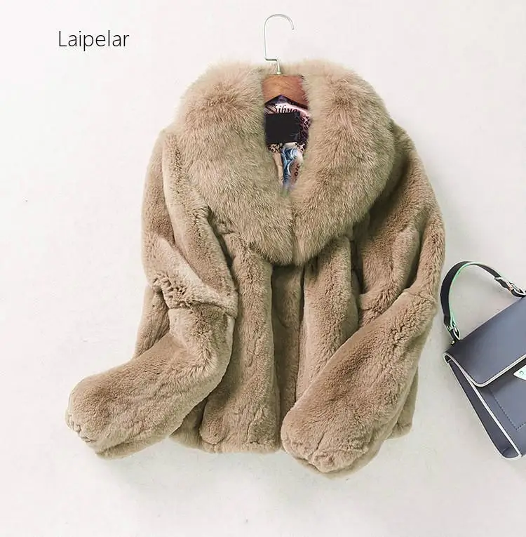 

Laipelar New 2020 Rabbit Fur Coat Woman's Clothes Short Sleeve ImiTtion Fur Collar Faux Fur Short Jackets