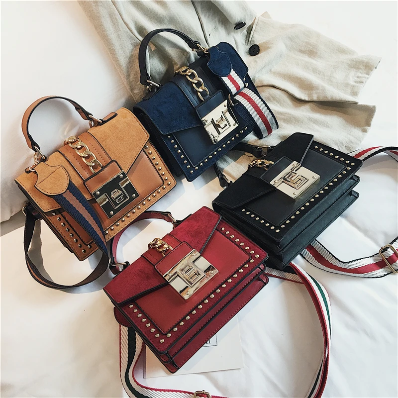 Luxury Handbags Women Bags Designer Rivet crossbody bags for women 2019 Fashion Small Messenger Shoulder bag ladies Hand Bag Red