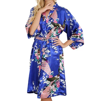 

New Satin Robes for Brides Wedding Robe Sleepwear Silk Pajama Casual Bathrobe Animal Rayon Long Nightgown Women Kimono