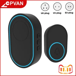 CPVAN Intelligent Wireless Doorbell Home Doorbell Alarm System EU UK US Plug Home Welcome Doorbell Chime